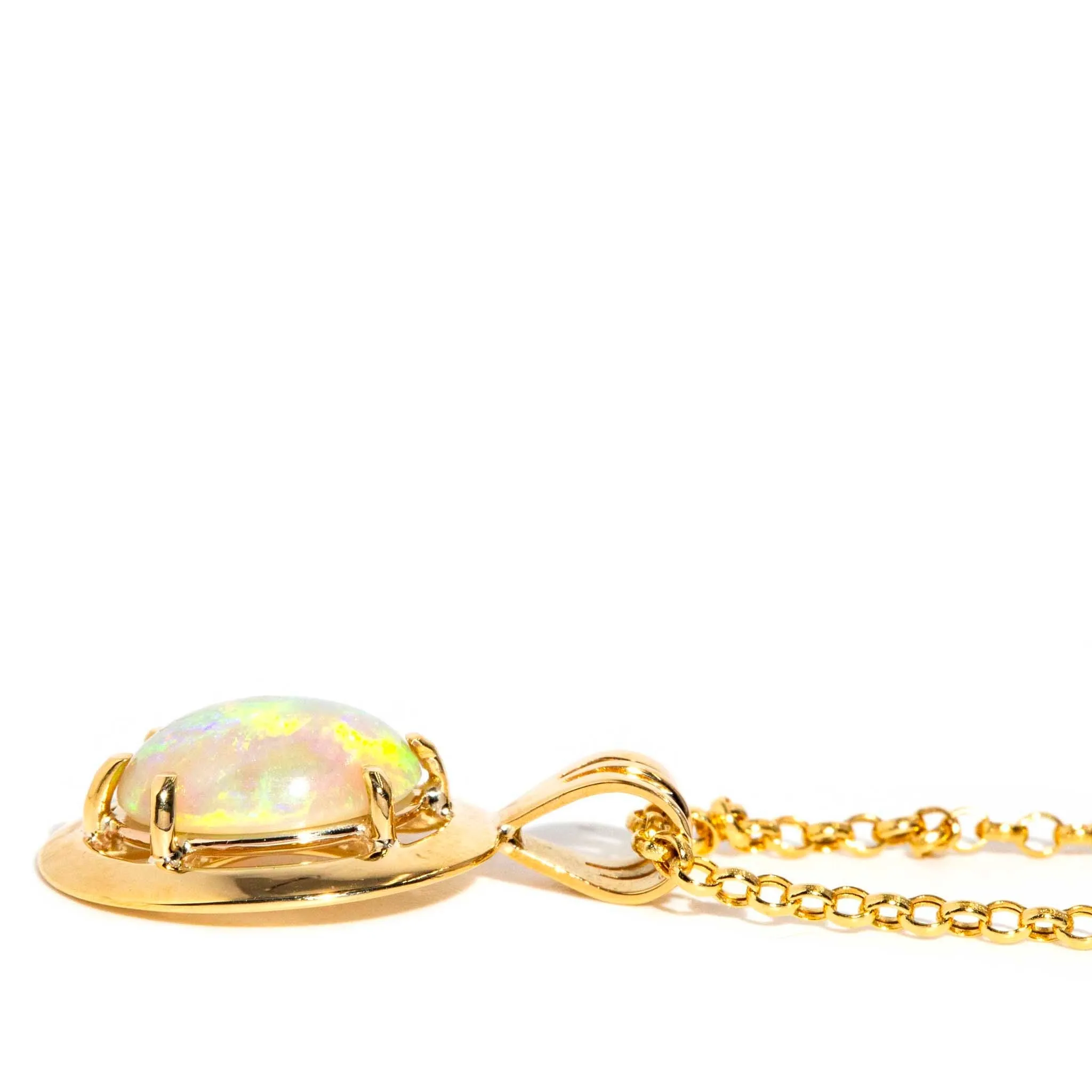 Amalita 1980s Opal Pendant & Chain 18ct Gold