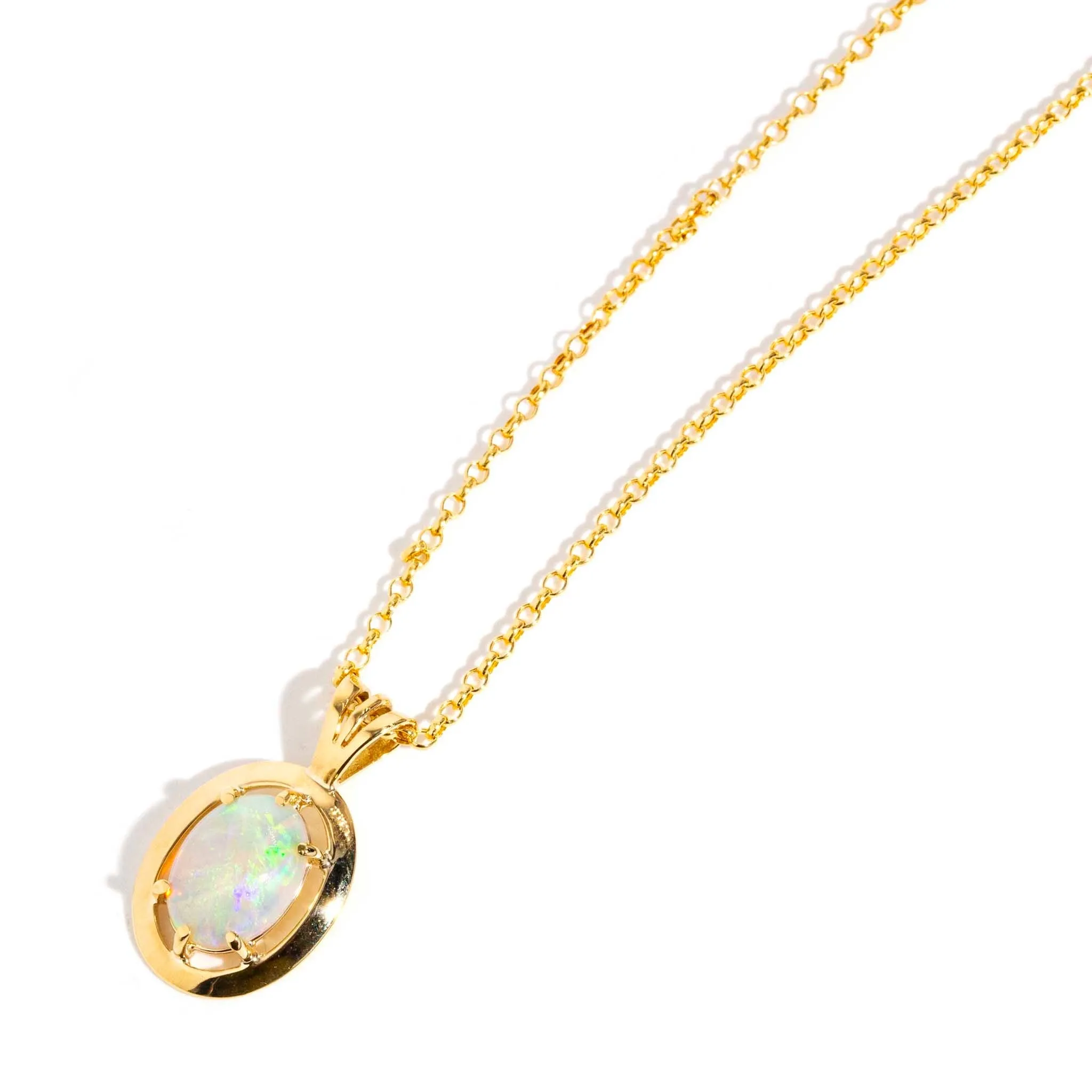 Amalita 1980s Opal Pendant & Chain 18ct Gold
