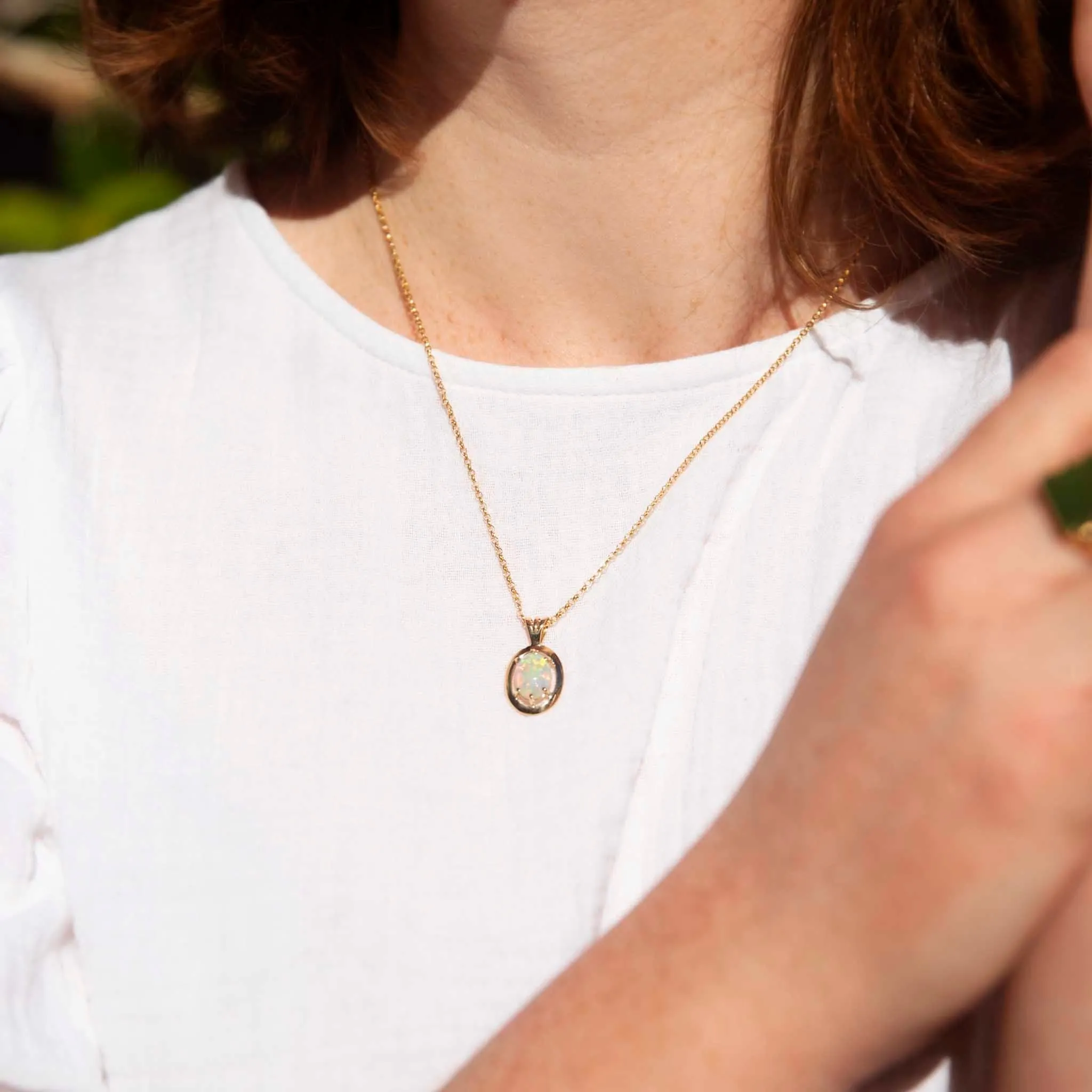 Amalita 1980s Opal Pendant & Chain 18ct Gold