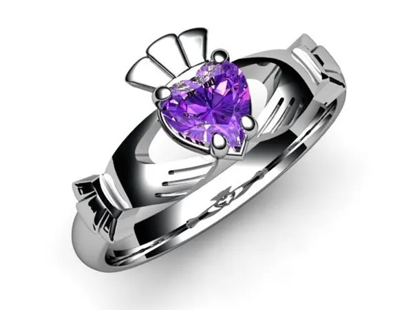 Amethyst PLATINUM Claddagh Ring