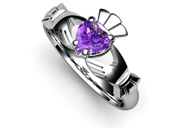 Amethyst PLATINUM Claddagh Ring