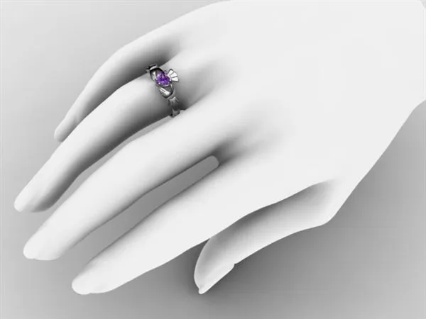 Amethyst PLATINUM Claddagh Ring