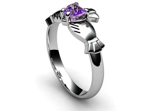Amethyst PLATINUM Claddagh Ring