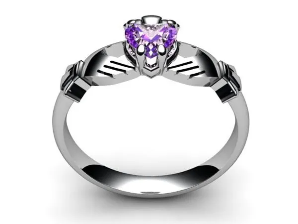 Amethyst PLATINUM Claddagh Ring