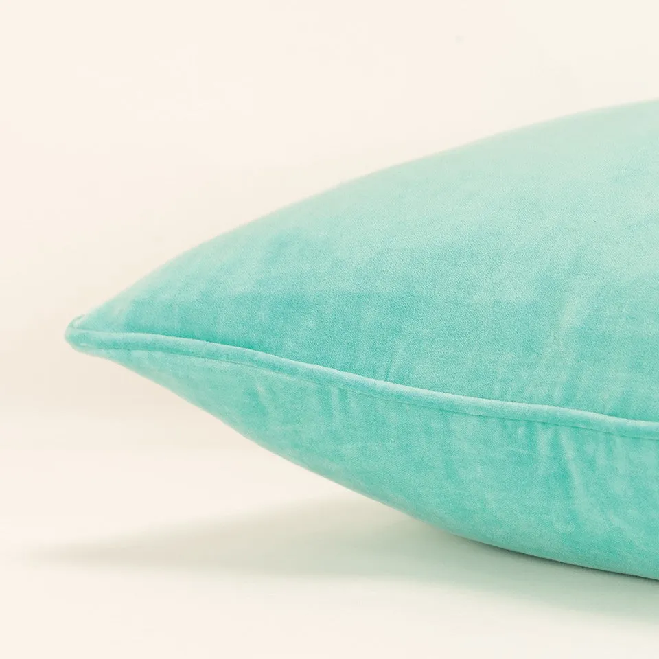 Aqua Solid Luxurious Modern Throw Pillow