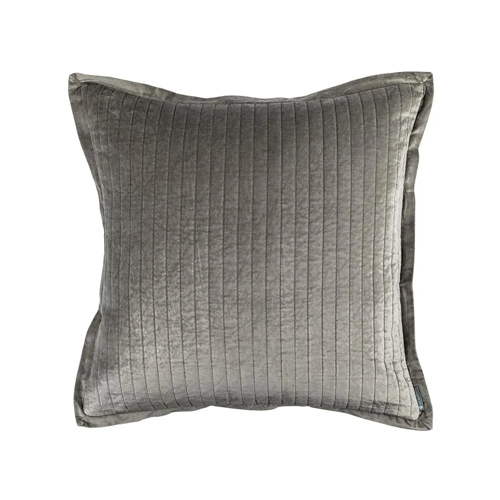 Aria Quilted Euro Pillow White Matte Velvet 26X26