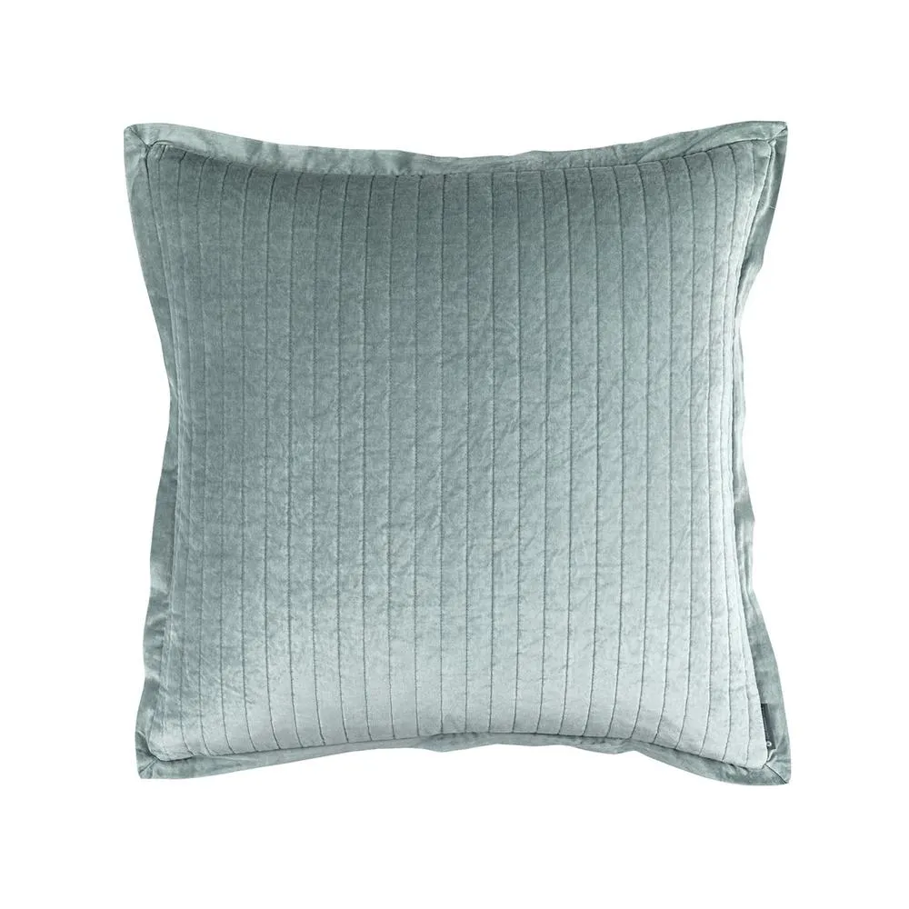 Aria Quilted Euro Pillow White Matte Velvet 26X26