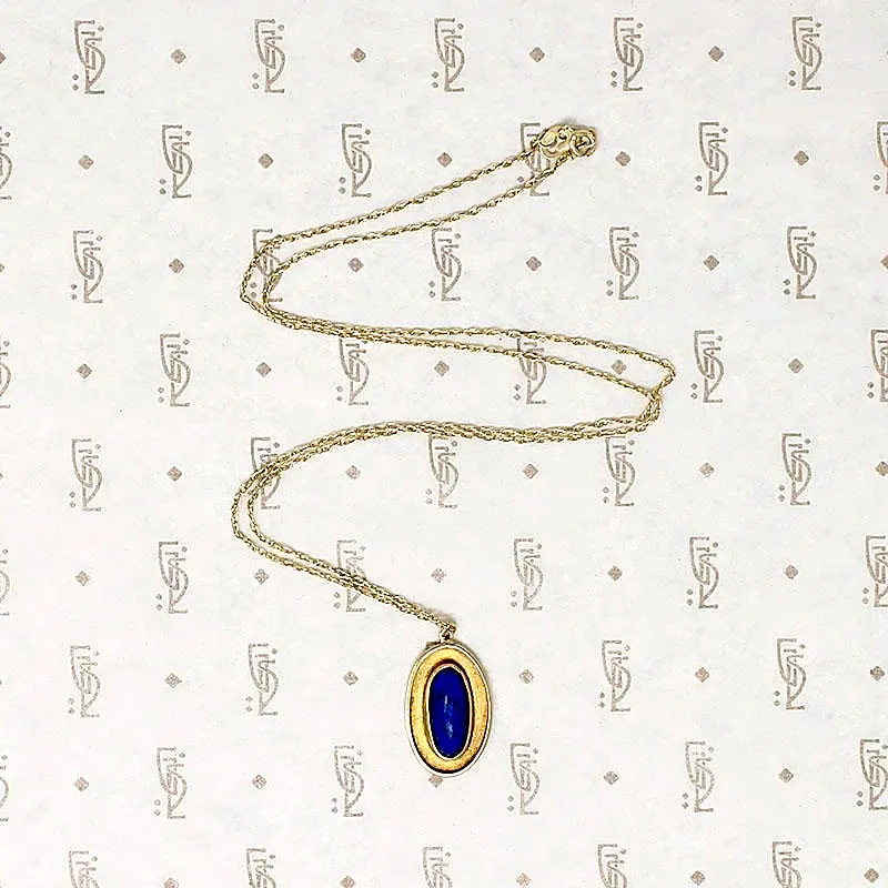 Arts & Crafts Lapis Lazuli Pendant in Gold