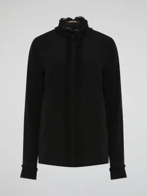 Black Frill Detailed Blouse
