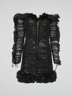 Black Frill Detailed Lace Dress