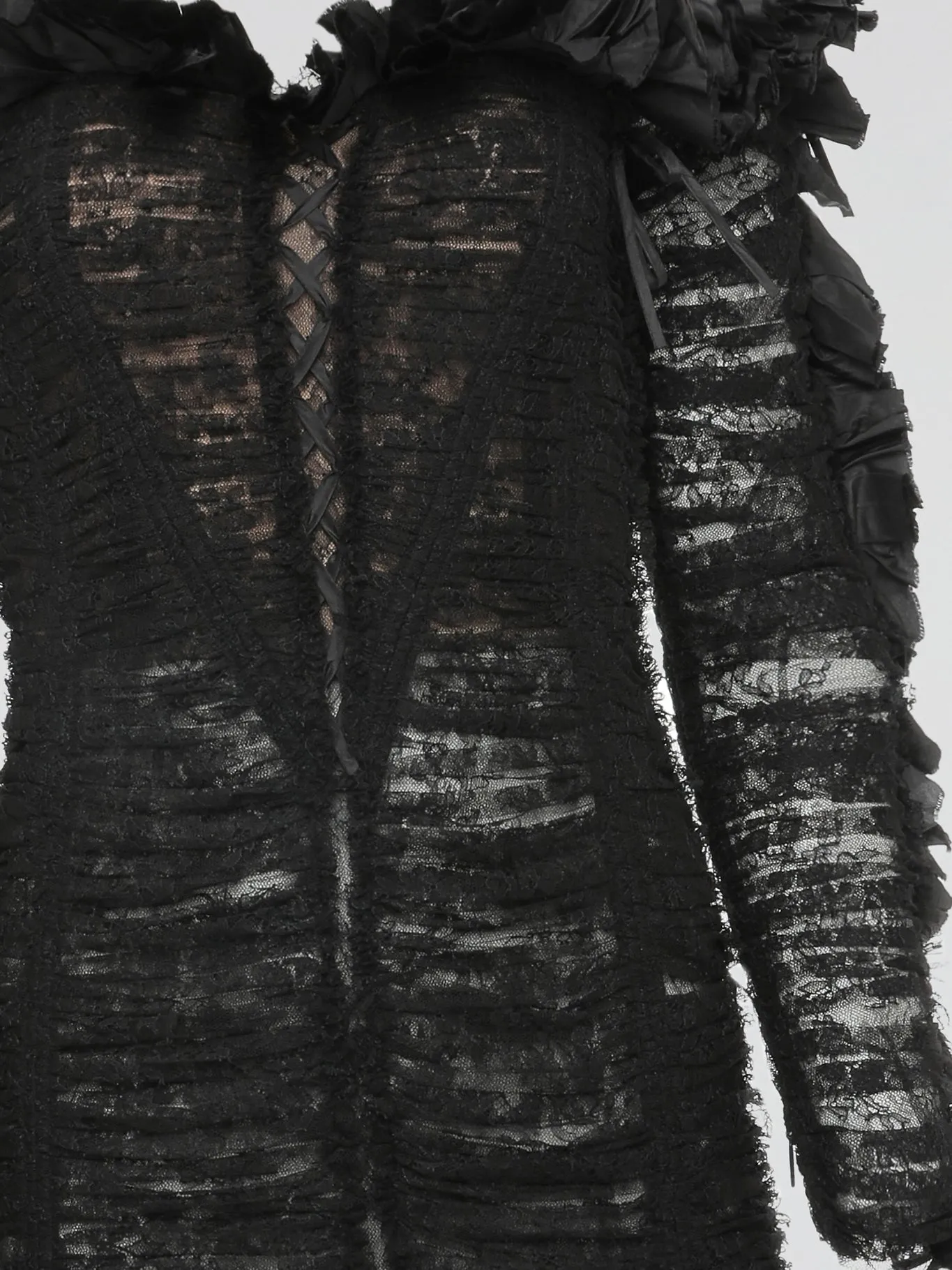 Black Frill Detailed Lace Dress