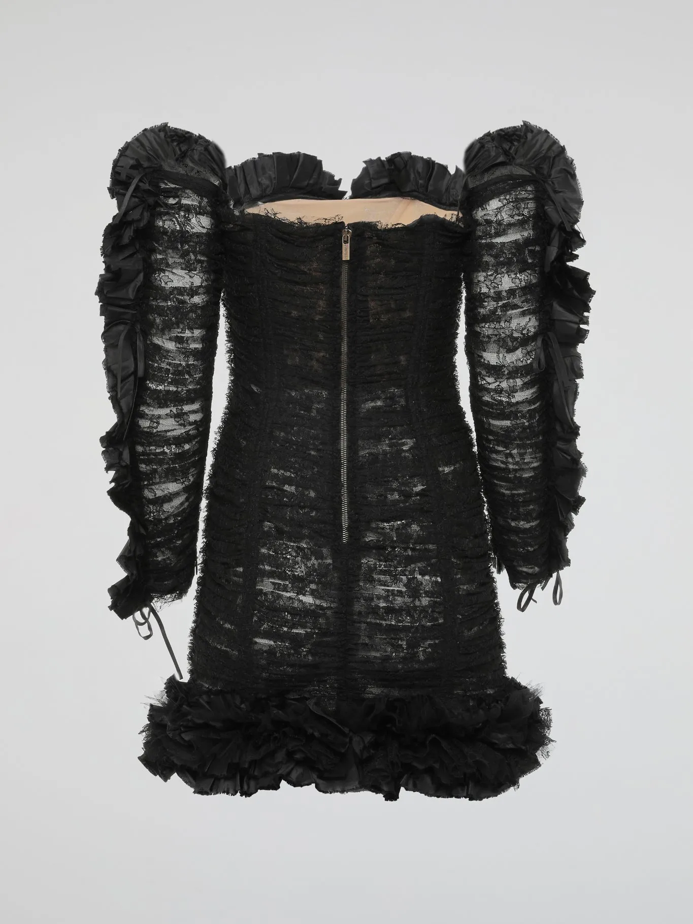 Black Frill Detailed Lace Dress