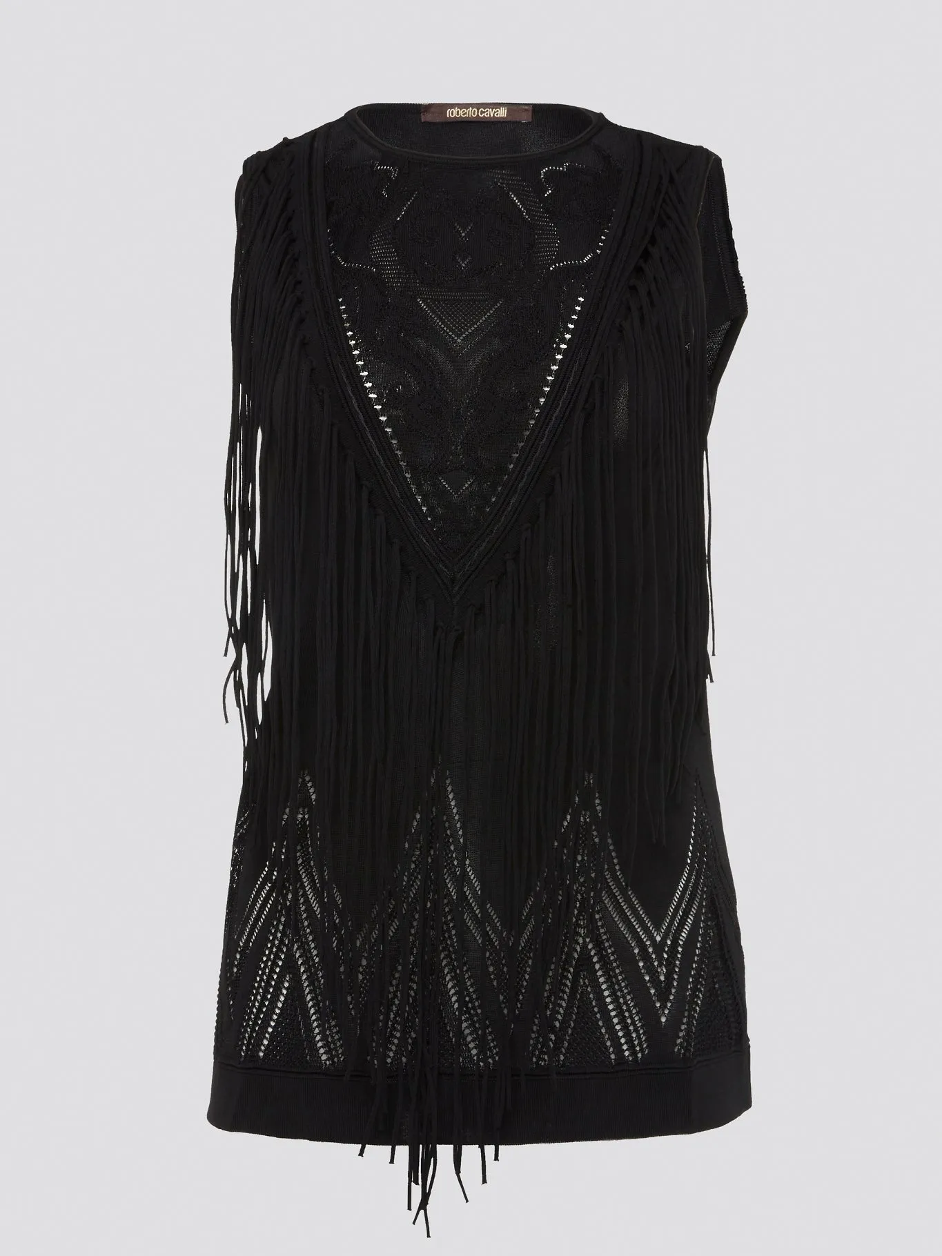 Black Fringe Detailed Top