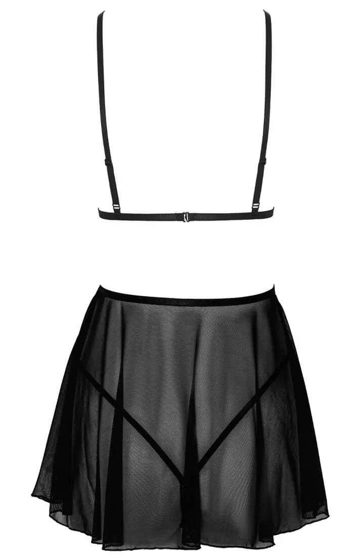 Black lace X mesh chemise - Loved By You