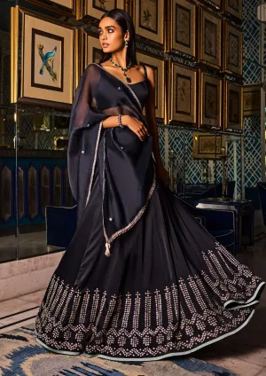 Black satin lehenga set