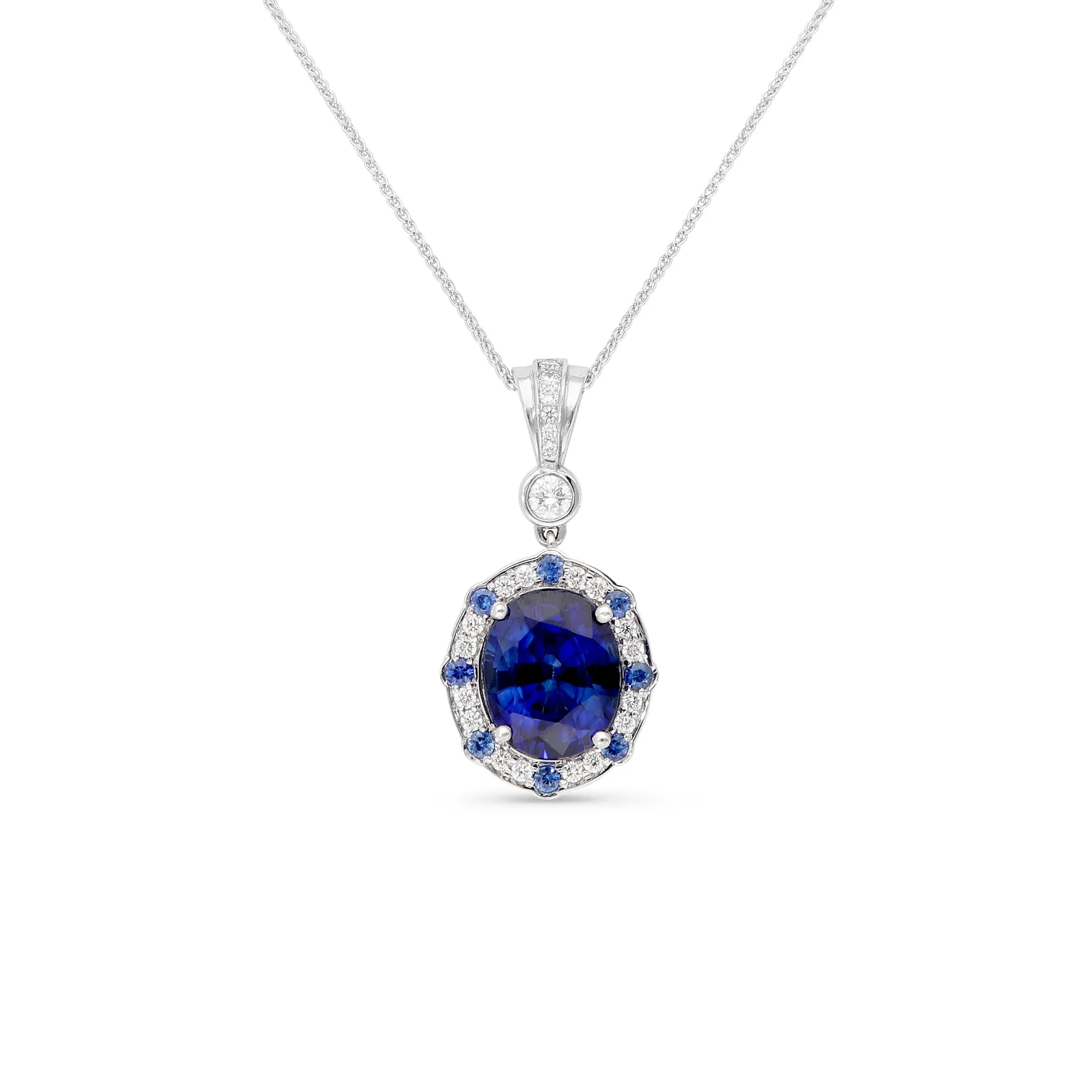 Blue Sapphire Pendant Necklace - 6 Carat