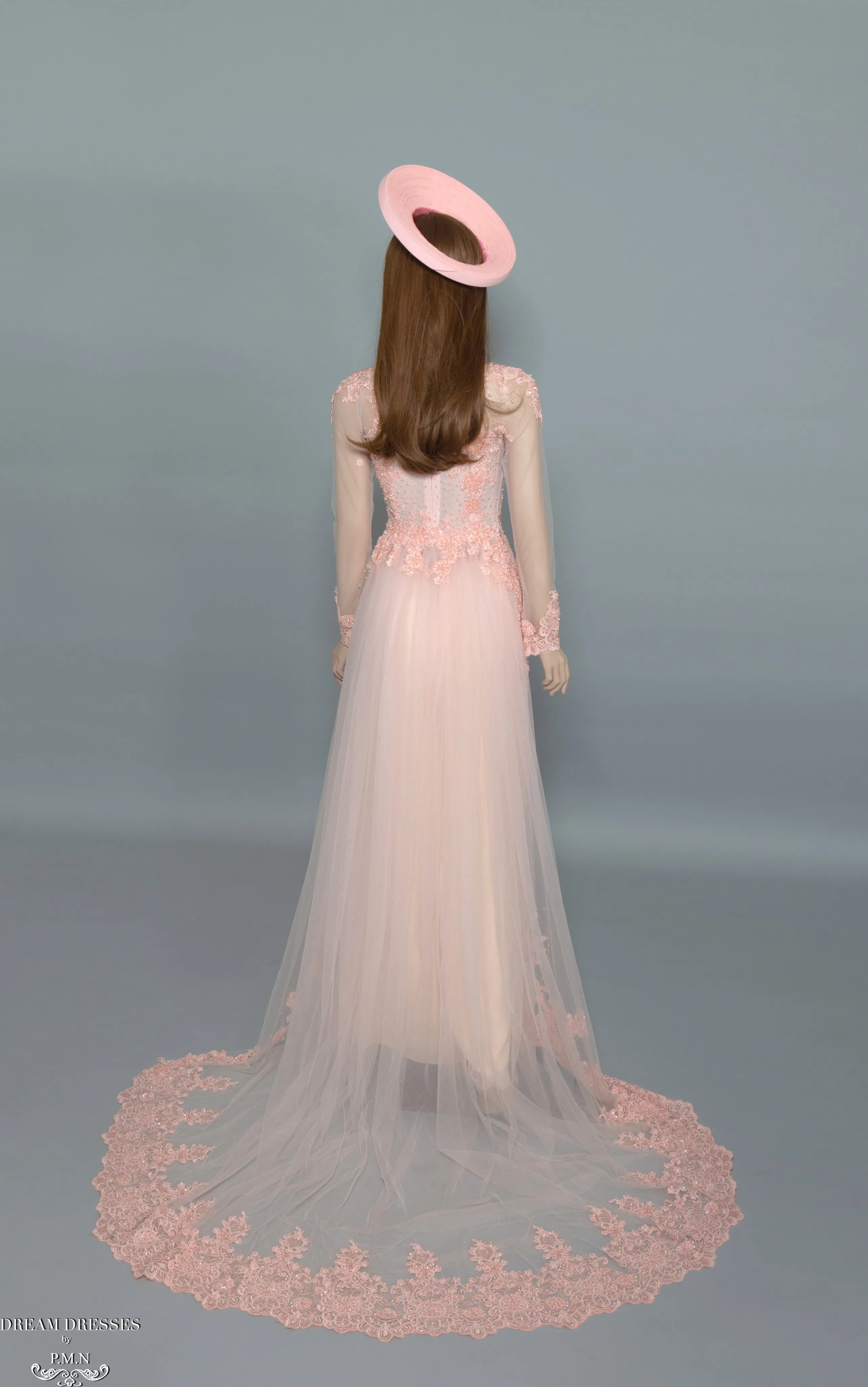 Blush Pink Bridal Ao Dai | Vietnamese Bridal Dress with Embellishment (#TALA)