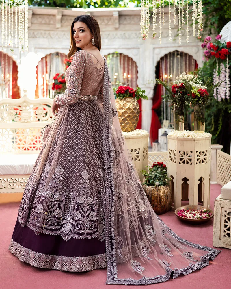 Bridal Lehenga with Front Open Gown Pakistani Dress