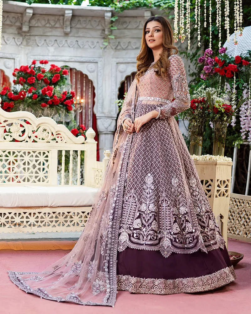 Bridal Lehenga with Front Open Gown Pakistani Dress