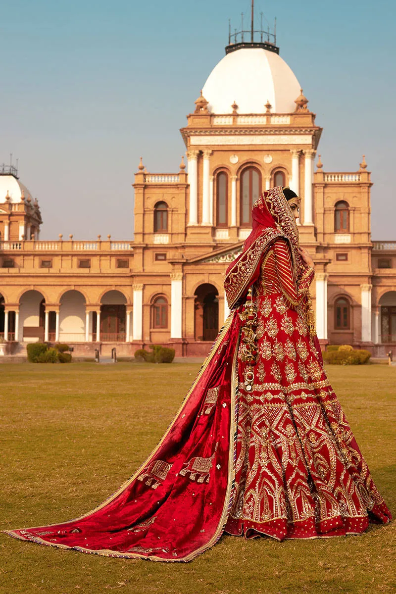 Bridal Pishwas with Gharara Red Pakistani Dress #BS767