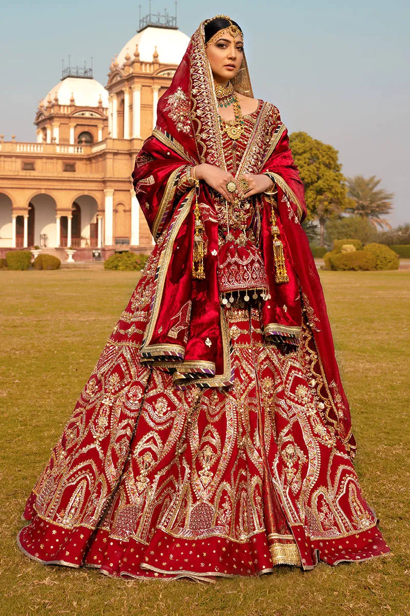 Bridal Pishwas with Gharara Red Pakistani Dress #BS767
