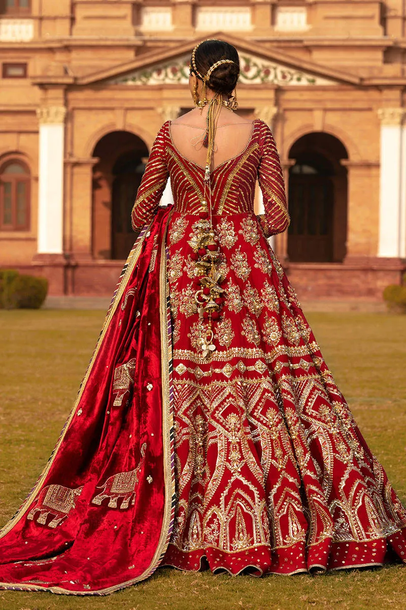 Bridal Pishwas with Gharara Red Pakistani Dress #BS767