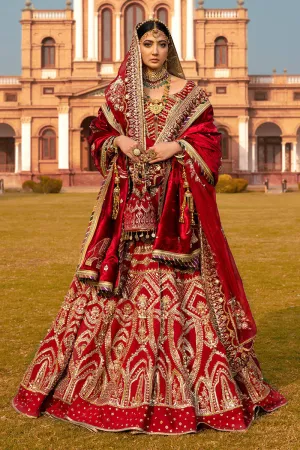 Bridal Pishwas with Gharara Red Pakistani Dress #BS767