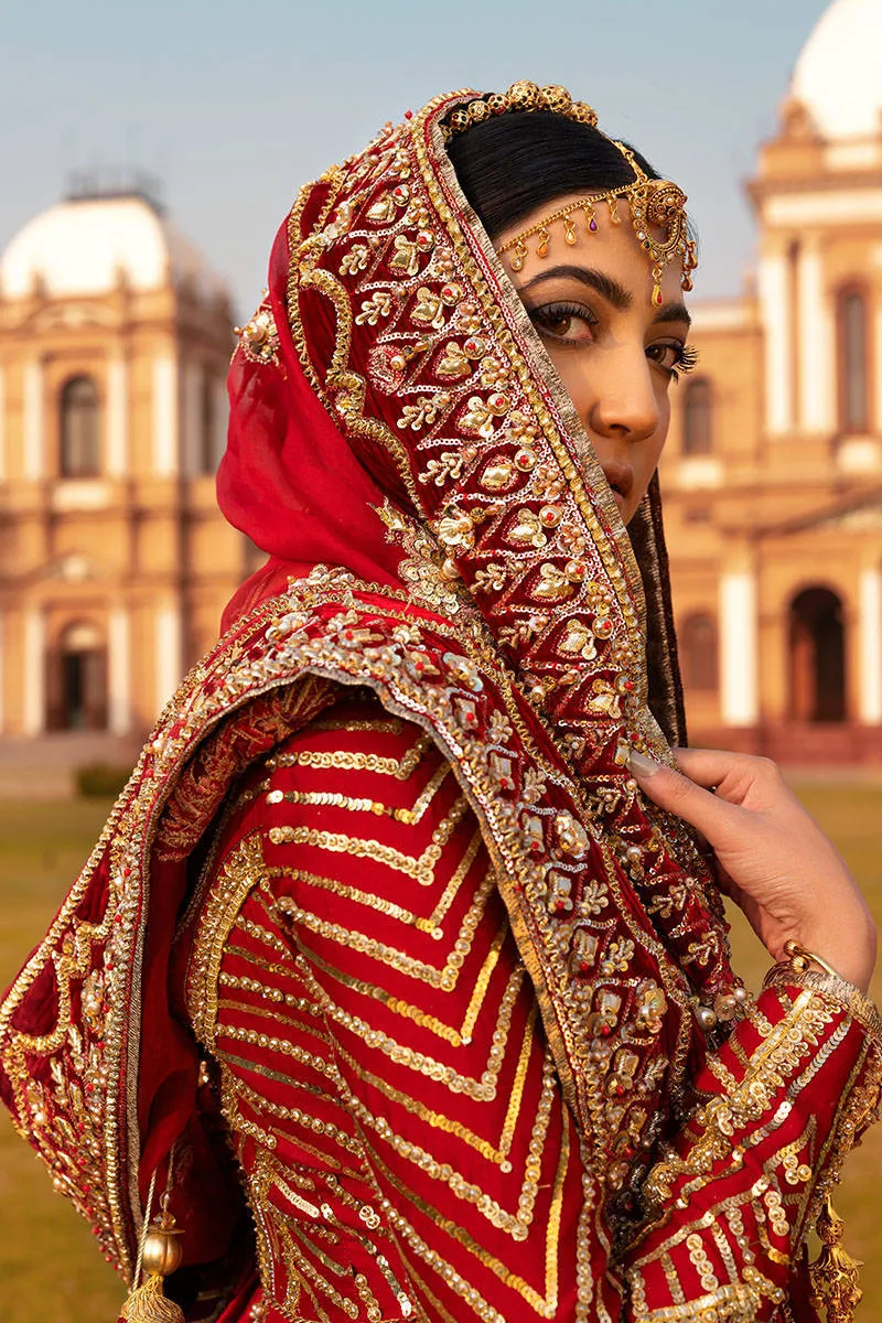 Bridal Pishwas with Gharara Red Pakistani Dress #BS767