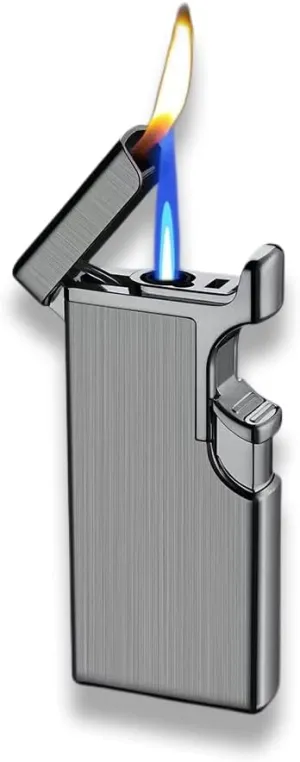 Butane Lighter Cool Lighters Dual Flame Lighter Windproof Lighter Cool Inflatable Blue Flame Candle Kitchen Barbecue Men's Camping Gifts (Without Butane)