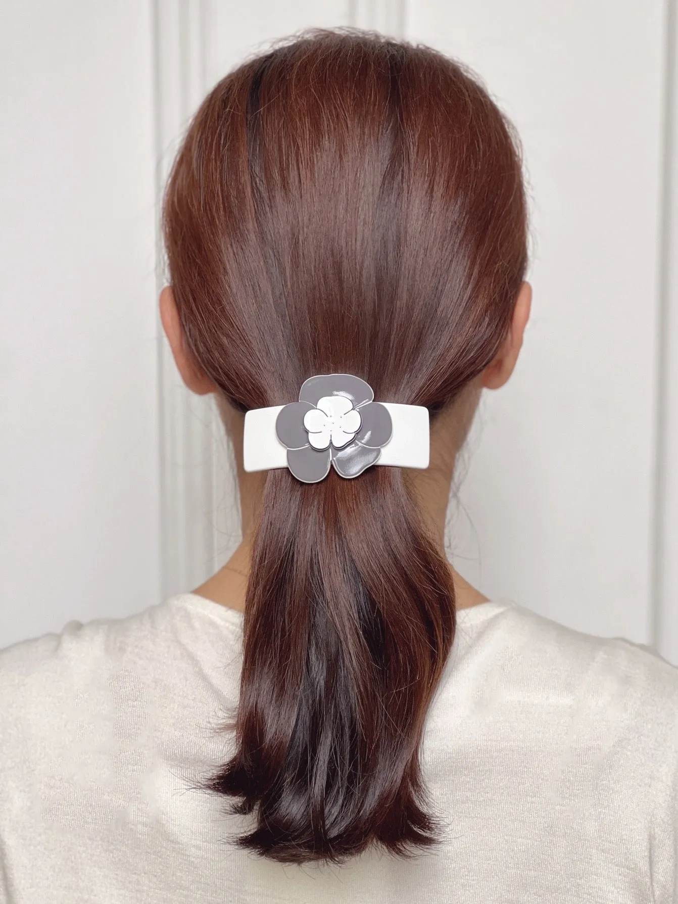 Camellia Crystal Medium Ivory Hair Clip