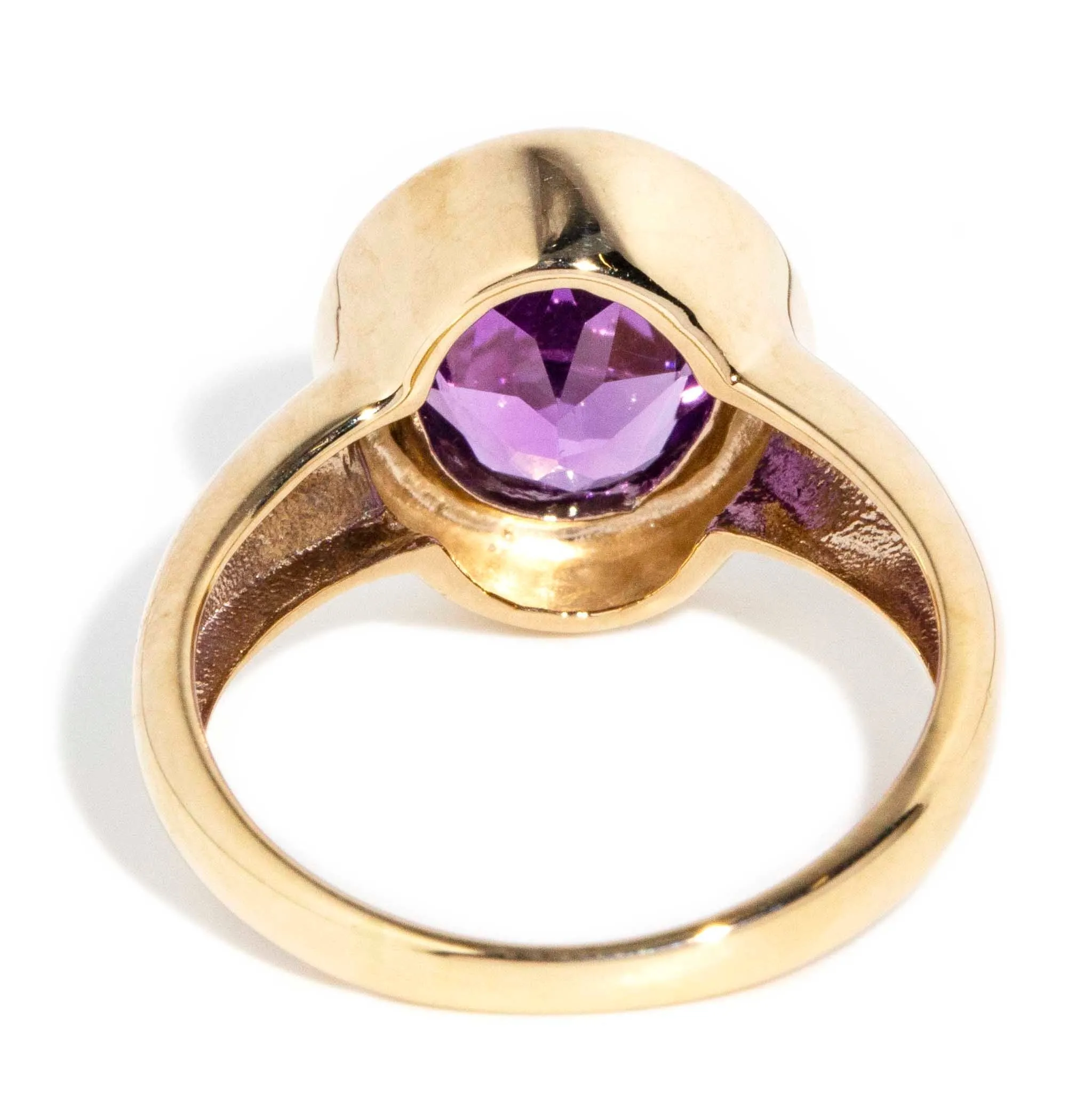 Candice 1990s Rubover Amethyst 9ct Gold Ring
