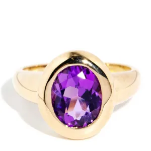 Candice 1990s Rubover Amethyst 9ct Gold Ring