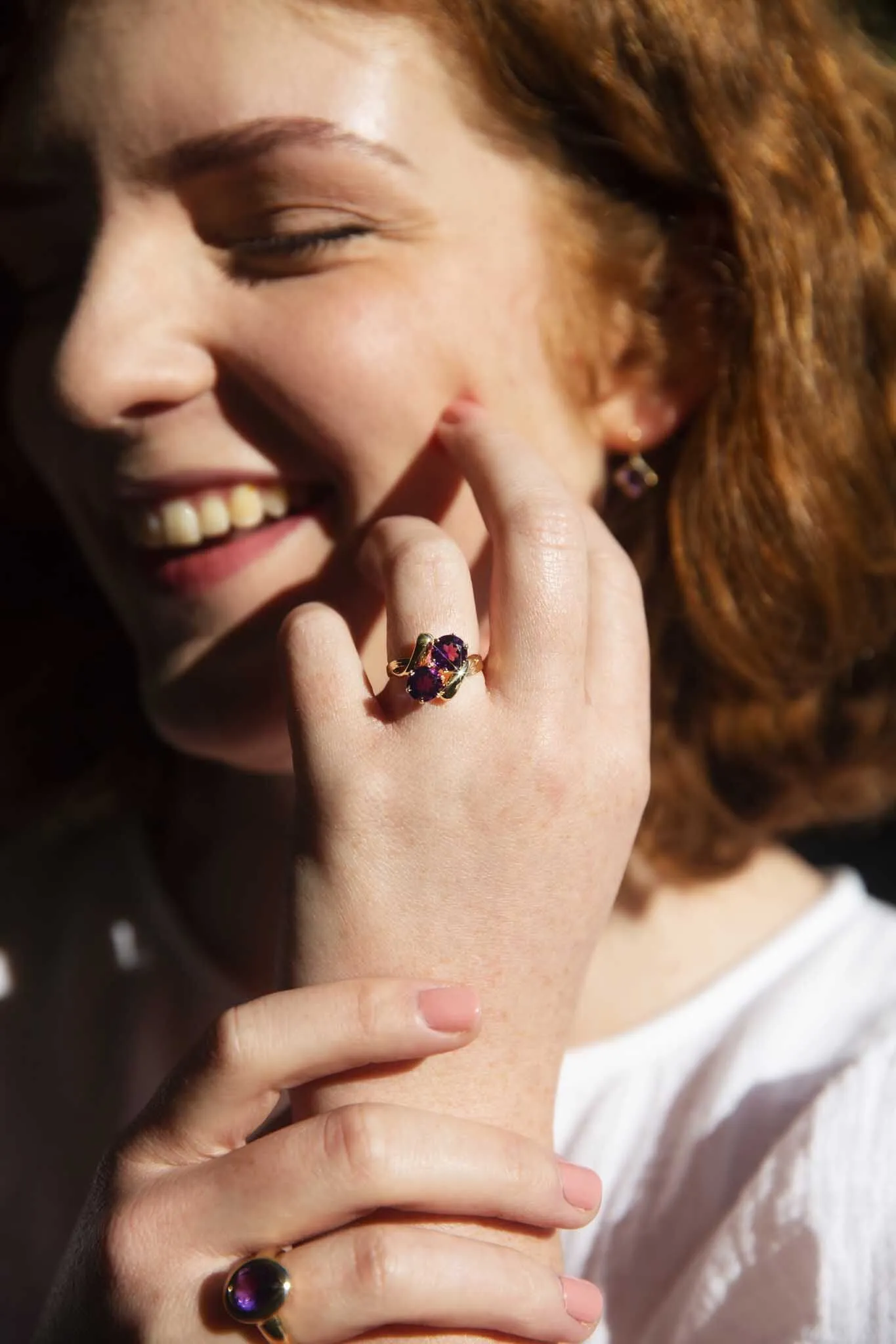 Candice 1990s Rubover Amethyst 9ct Gold Ring