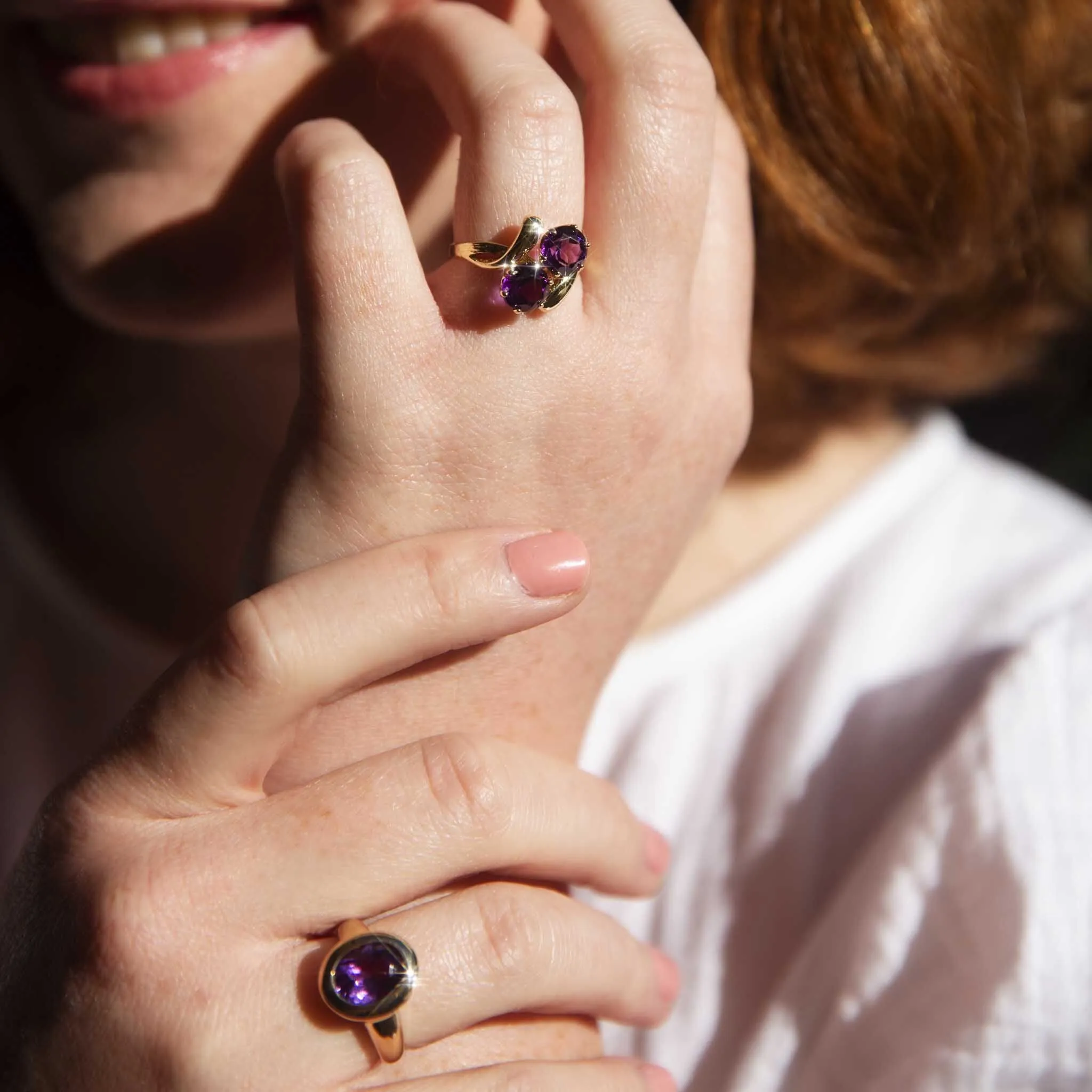 Candice 1990s Rubover Amethyst 9ct Gold Ring