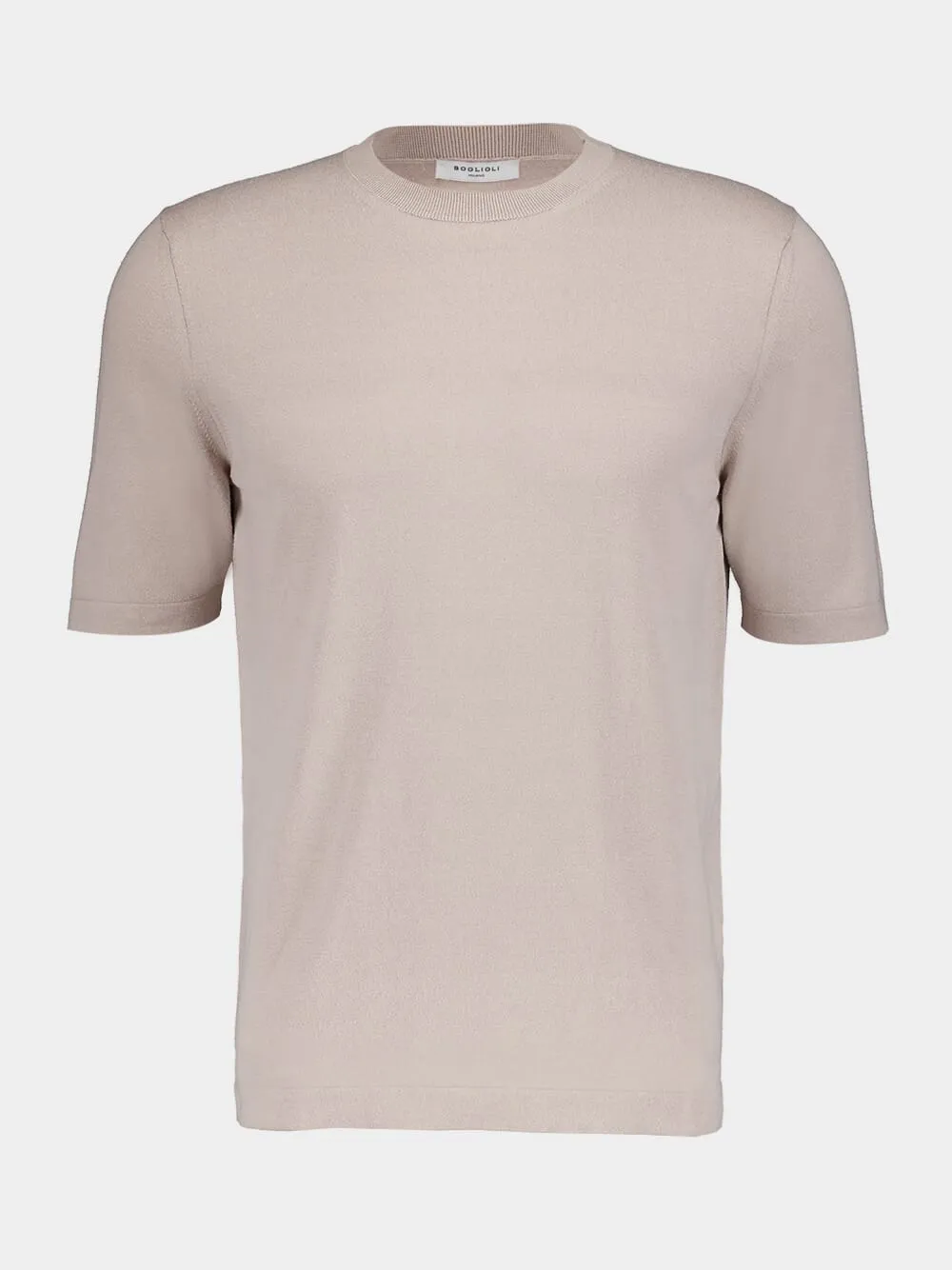 Cotton-Silk Blend Beige T-Shirt
