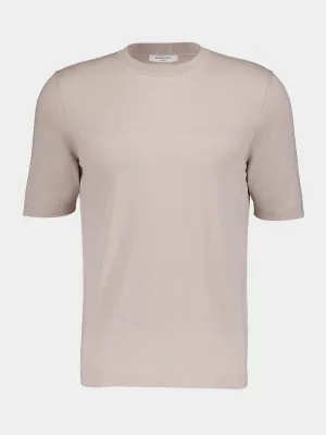 Cotton-Silk Blend Beige T-Shirt