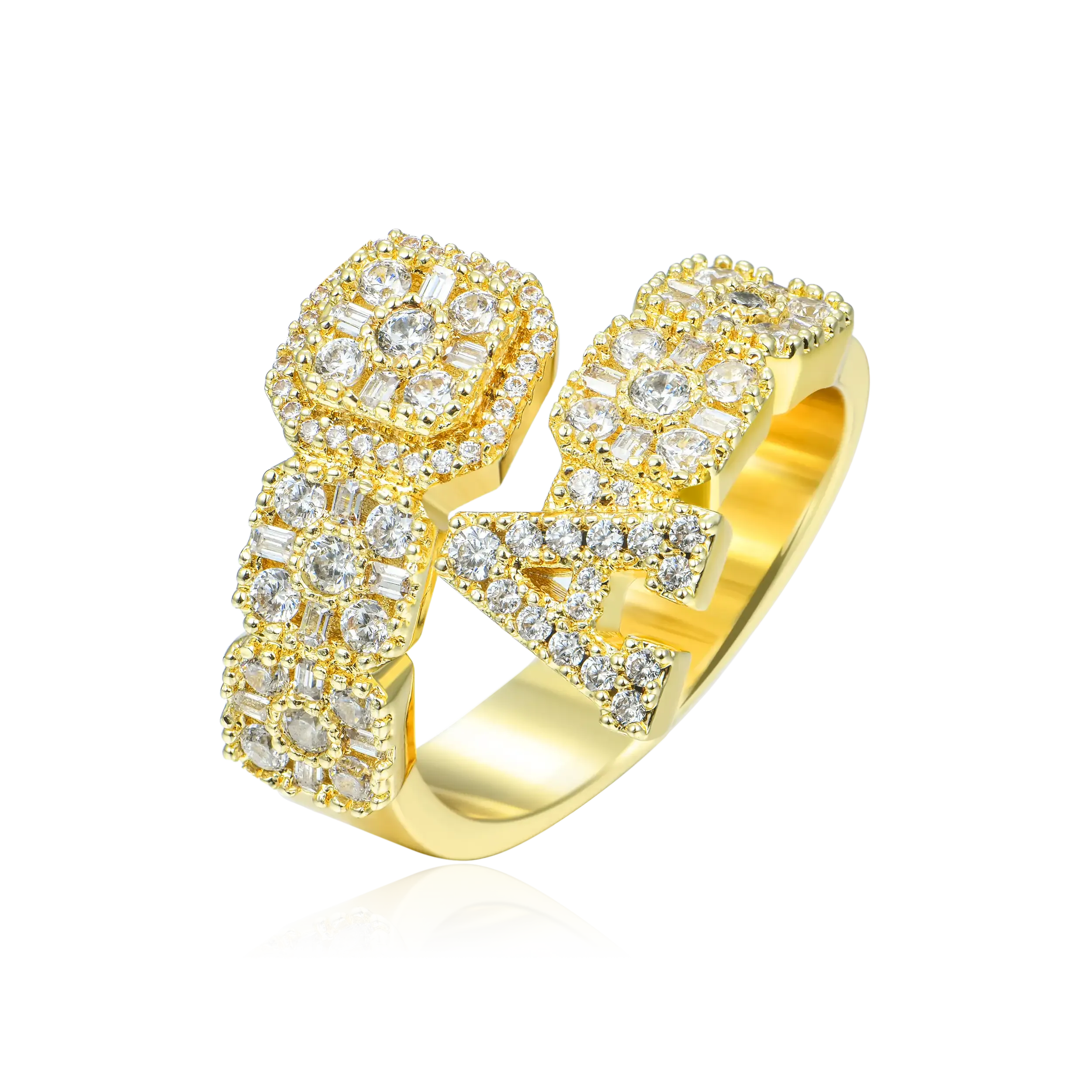 Custom Baguette Cut Mix Letter Ring