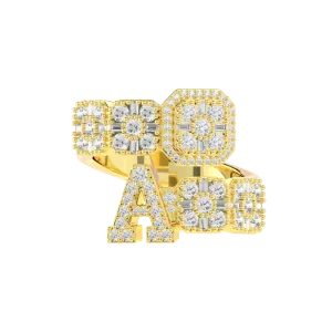 Custom Baguette Cut Mix Letter Ring