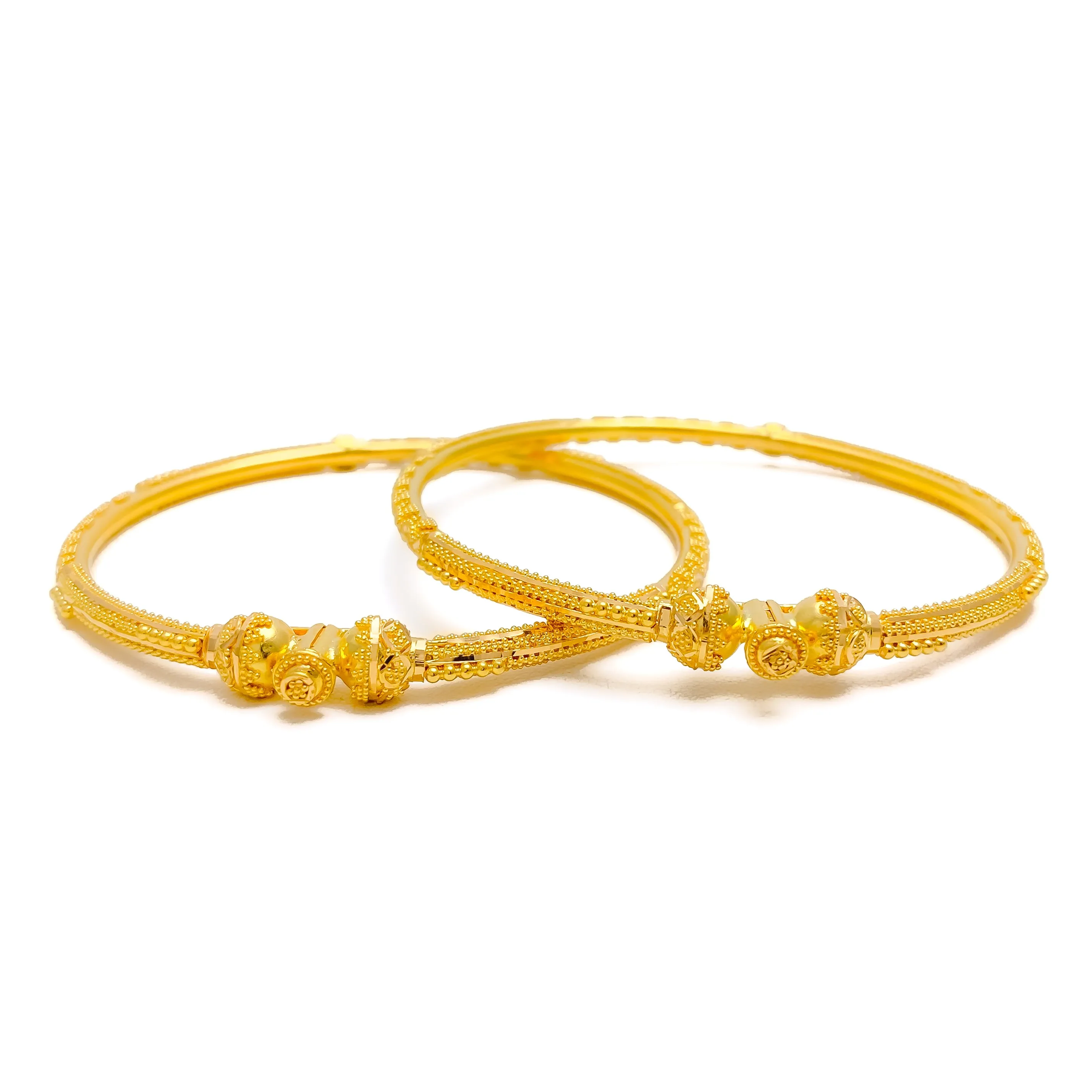 Dapper Detailed 22k Gold Pipe Bangles