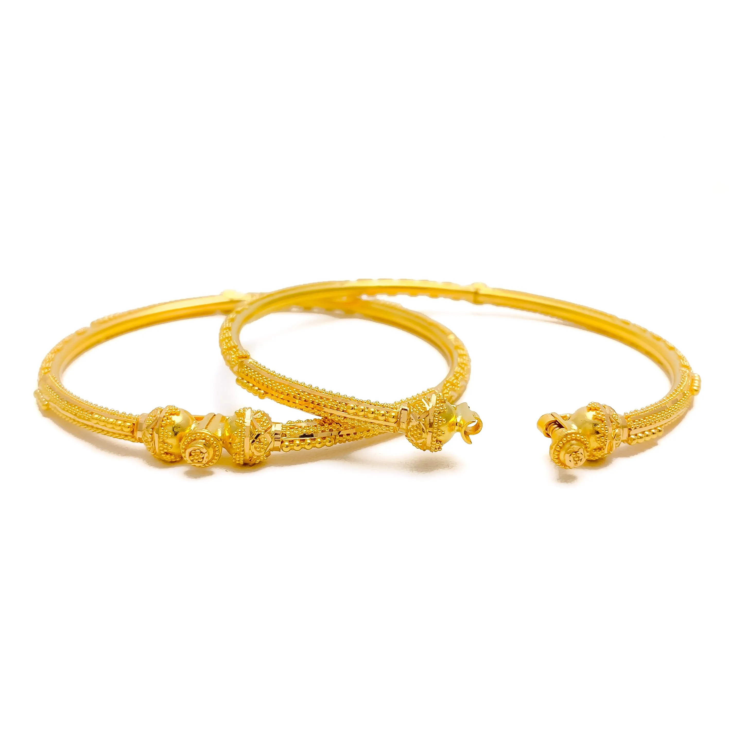 Dapper Detailed 22k Gold Pipe Bangles