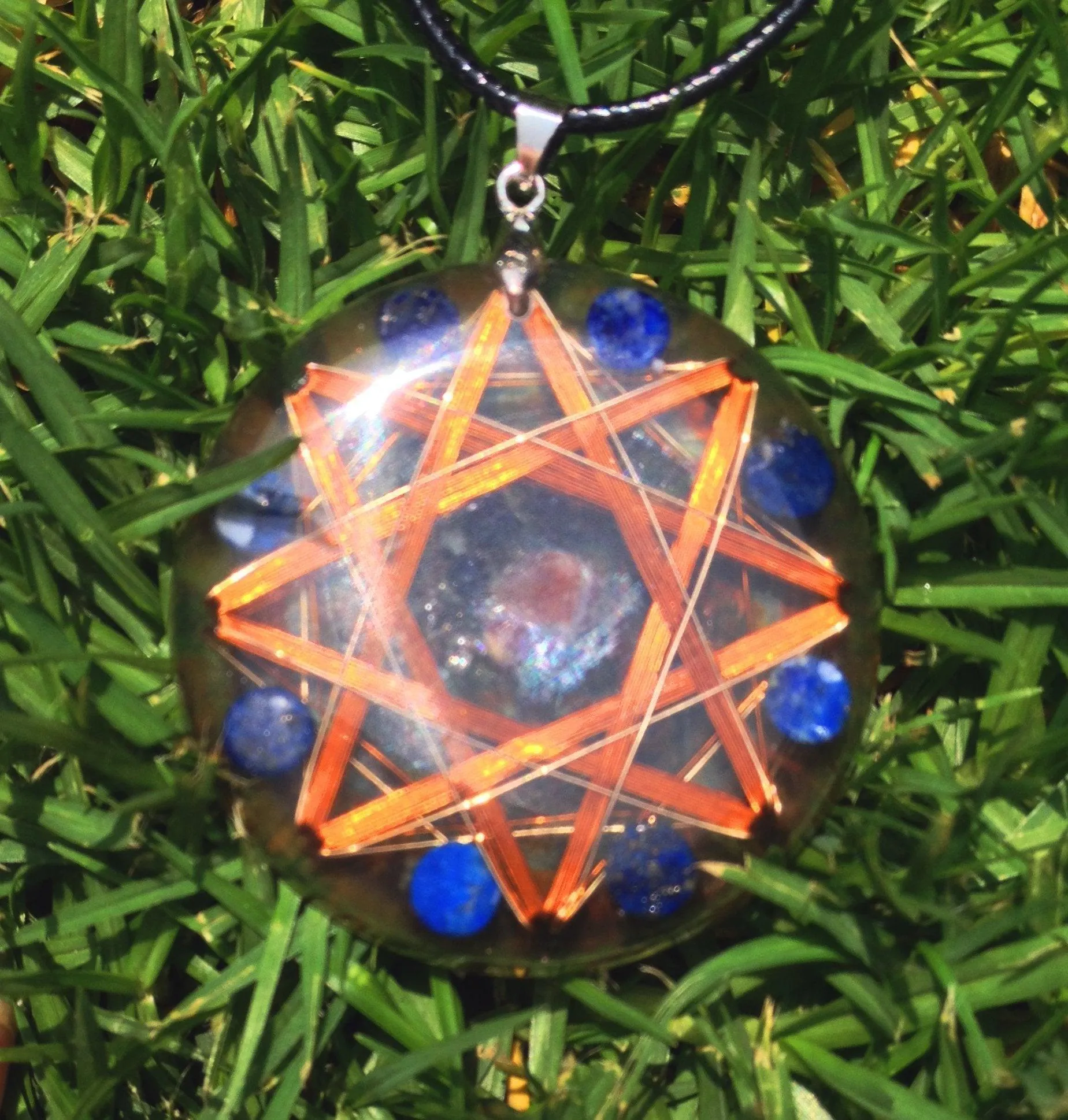 Dark Magic Protector Pendant Kalachakra 14k Gold Protective Crystals