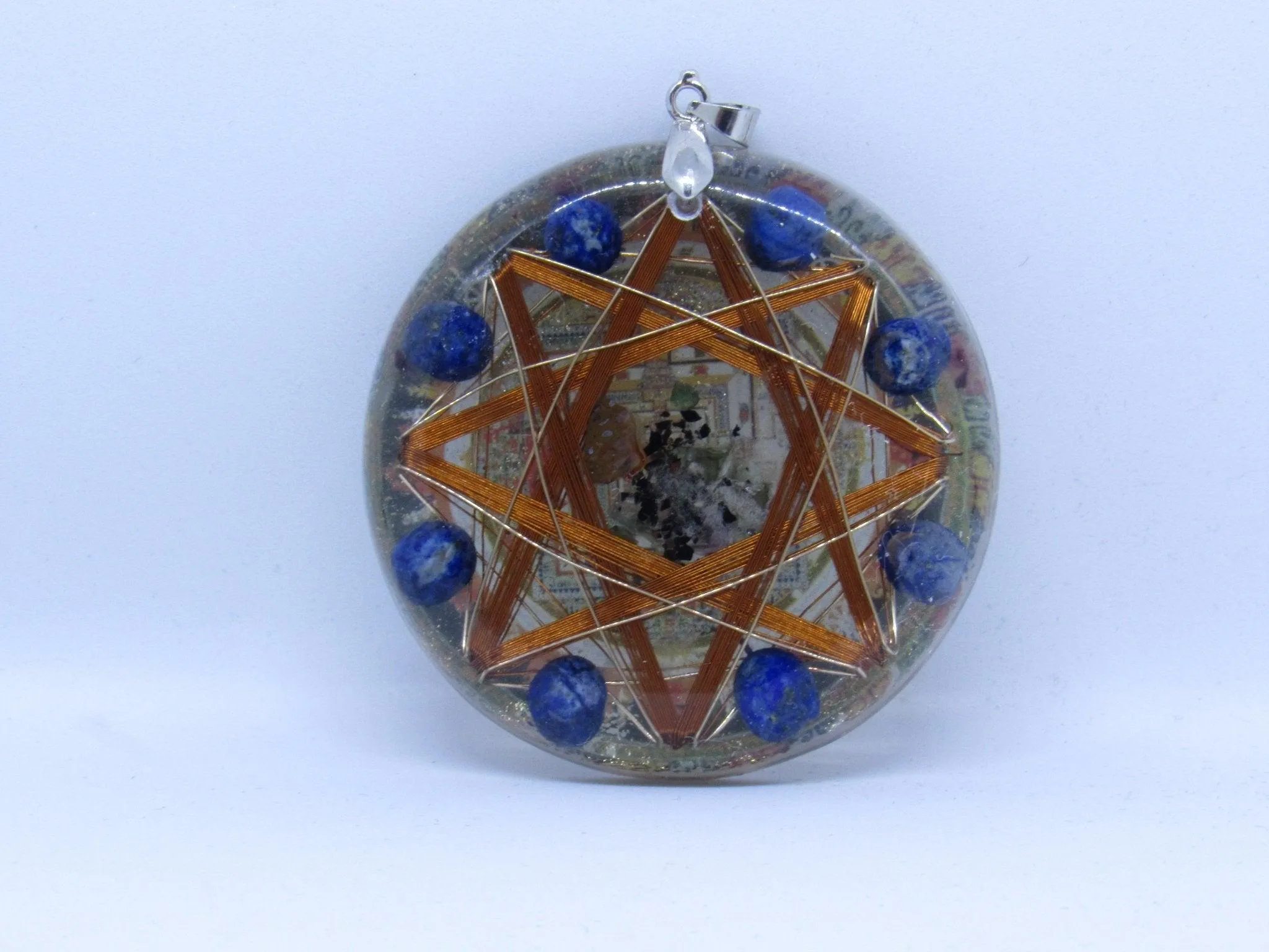 Dark Magic Protector Pendant Kalachakra 14k Gold Protective Crystals