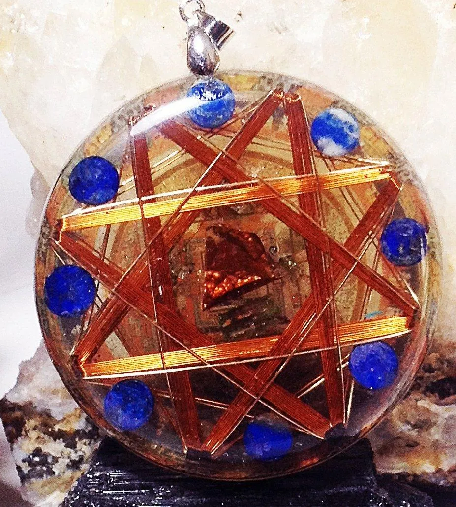Dark Magic Protector Pendant Kalachakra 14k Gold Protective Crystals