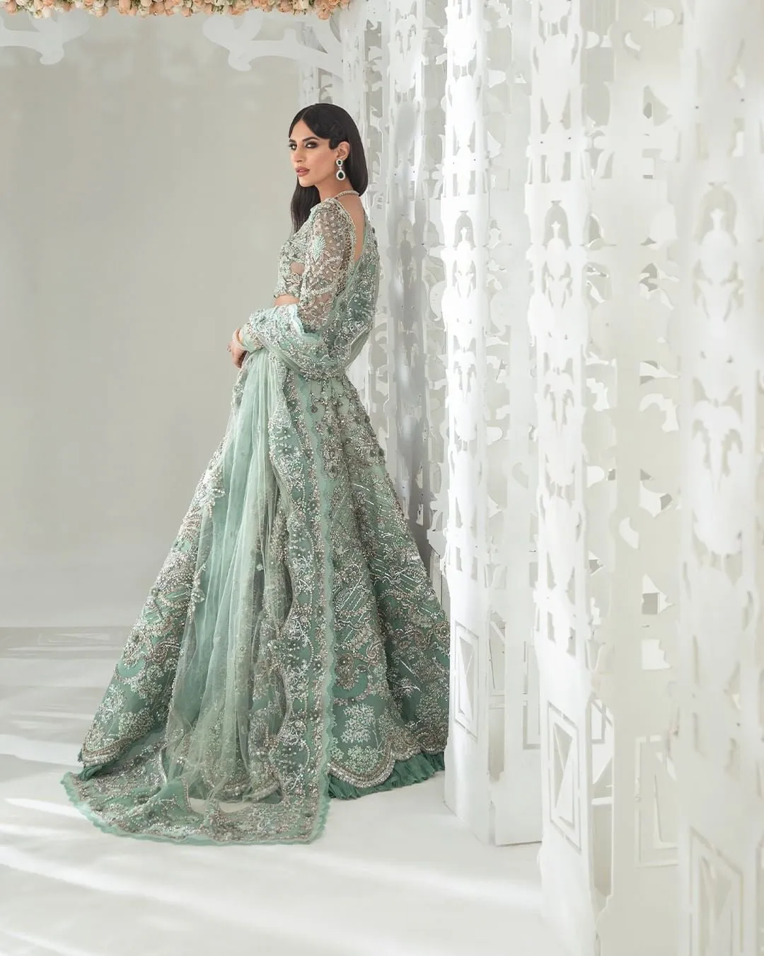 Designer Sea Green Lehenga Choli for Indian Bridal Wear