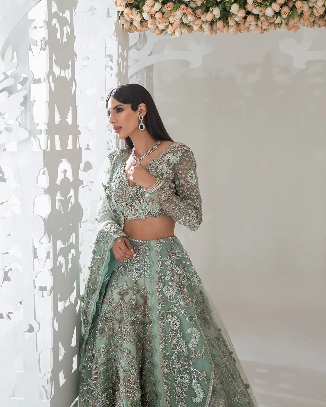 Designer Sea Green Lehenga Choli for Indian Bridal Wear