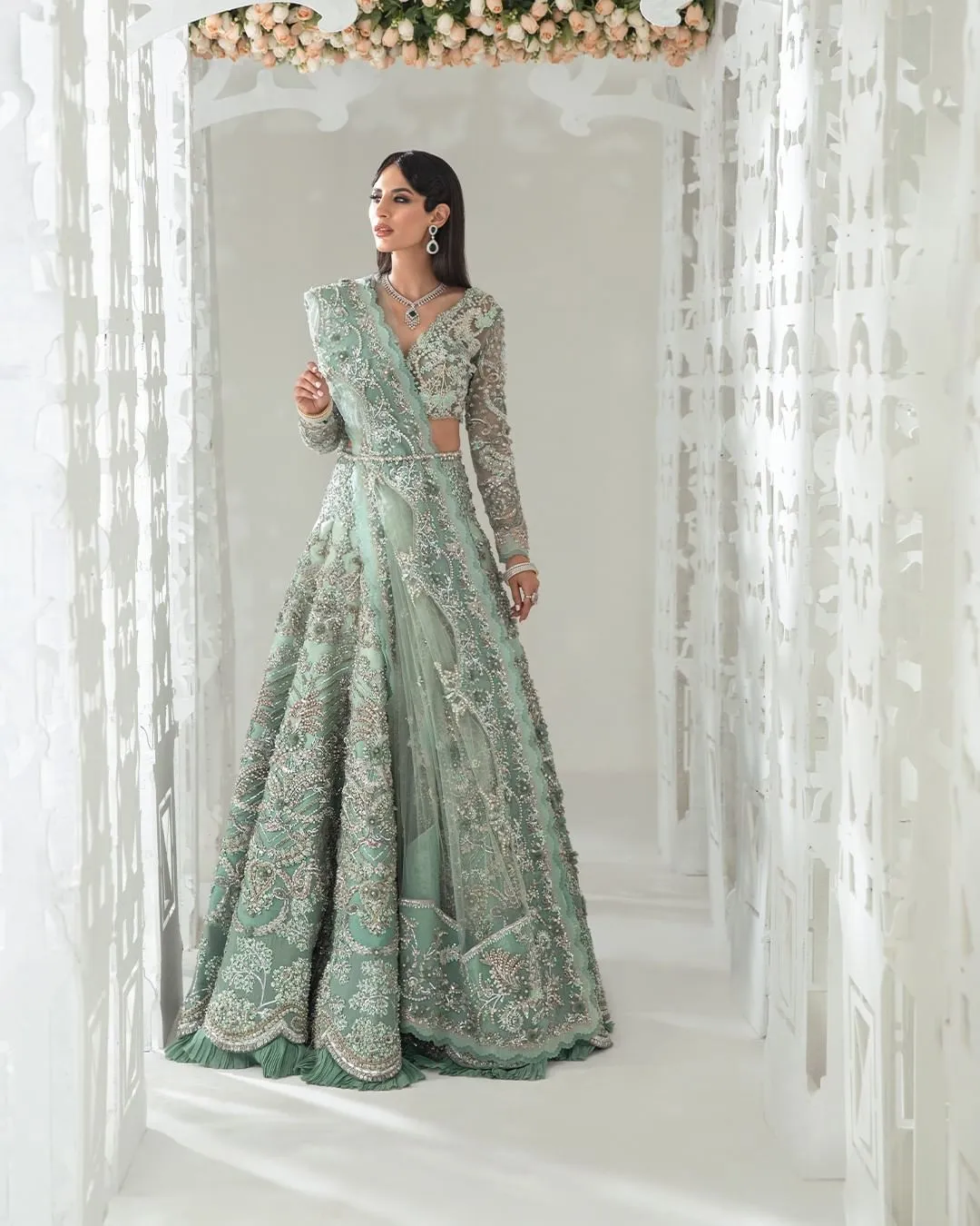 Designer Sea Green Lehenga Choli for Indian Bridal Wear