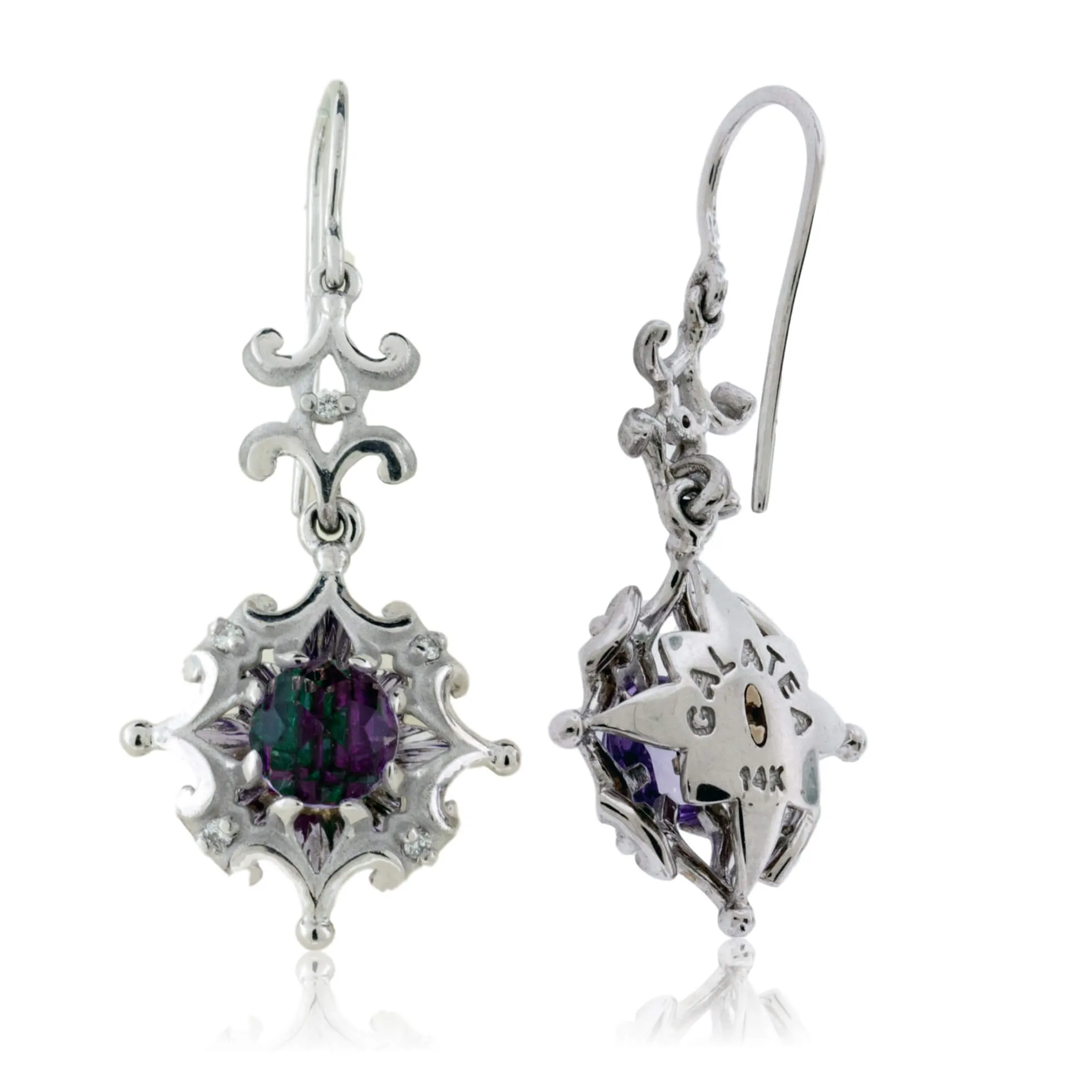 Diamond and Davinci Cut Amethyst Earrings