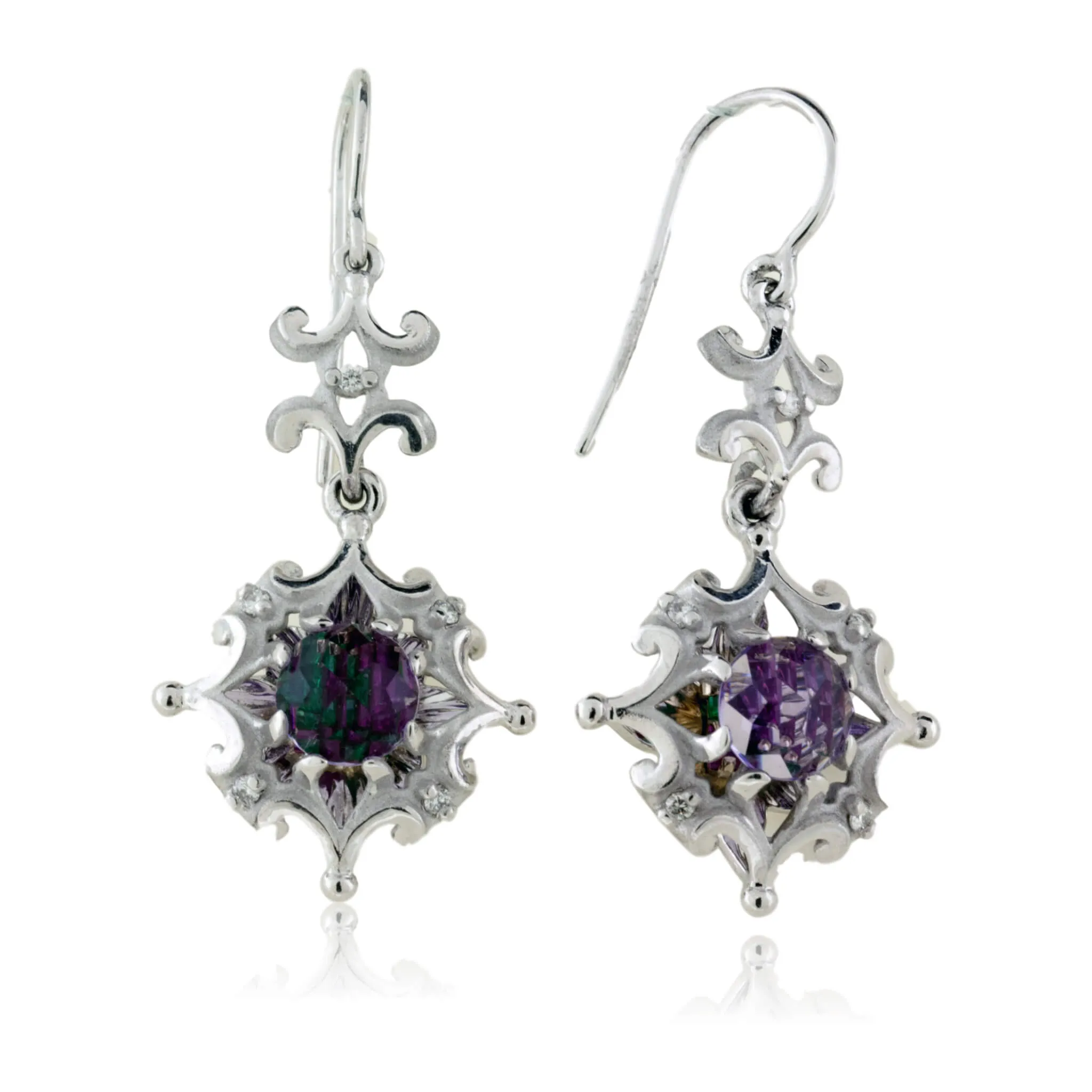 Diamond and Davinci Cut Amethyst Earrings