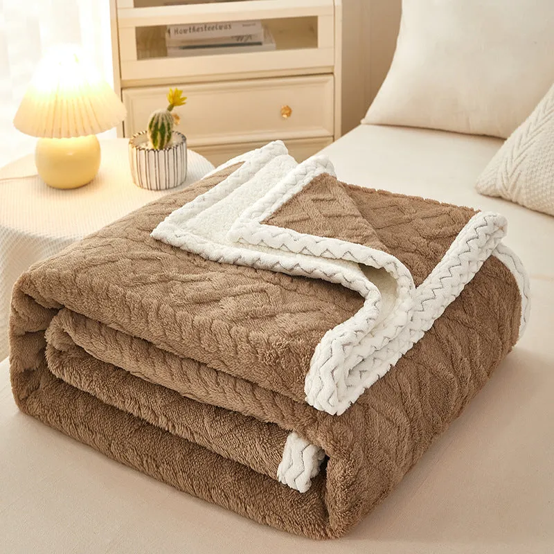 Double Thickened Coral Fleece Sofa Blanket