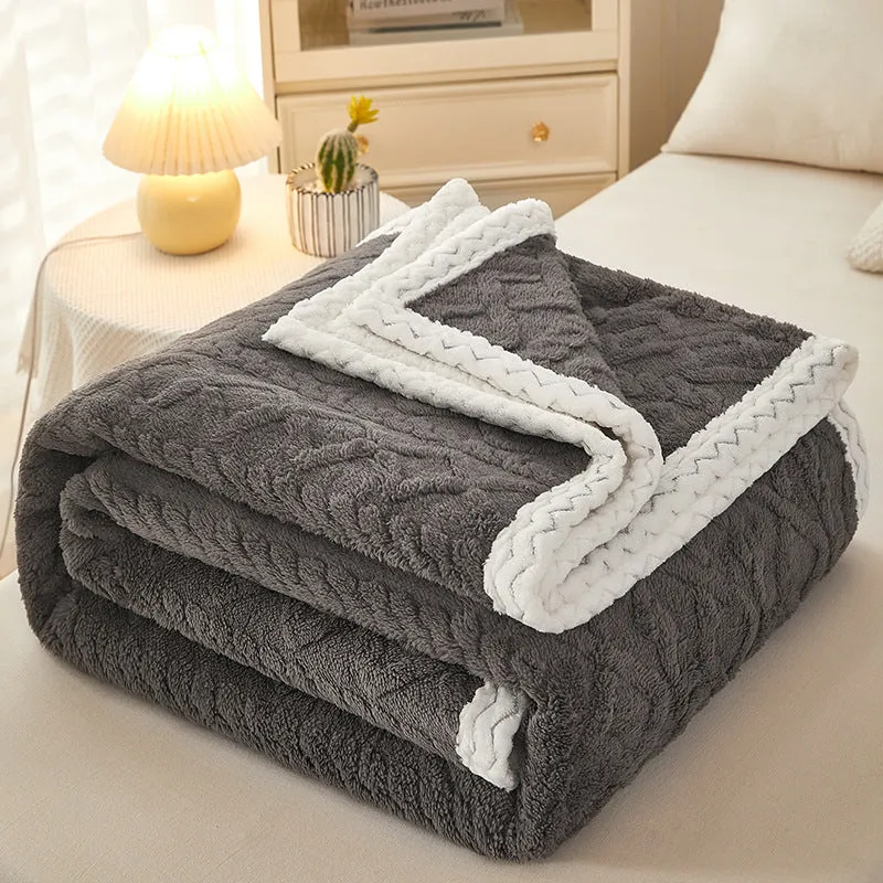 Double Thickened Coral Fleece Sofa Blanket